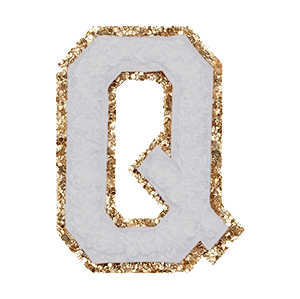 Varsity Grey Glitter Q