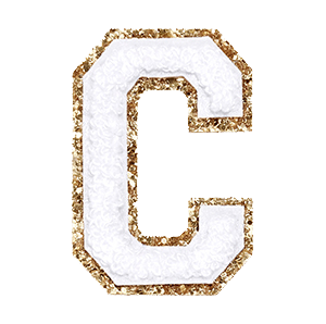 Varsity White Glitter Letter C