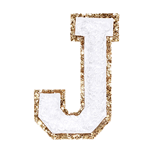 Varsity White Glitter Letter J