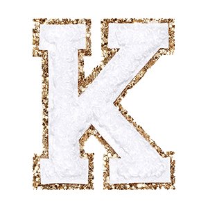 Varsity White Glitter Letter K