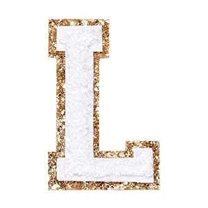Varsity White Glitter Letter L