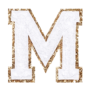 Varsity White Glitter Letter M