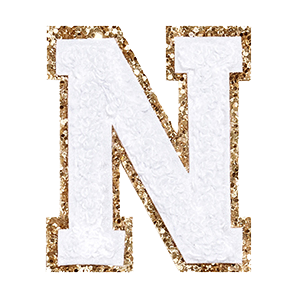 Varsity White Glitter Letter N