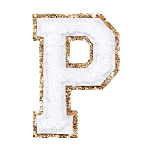 Varsity White Glitter Letter P