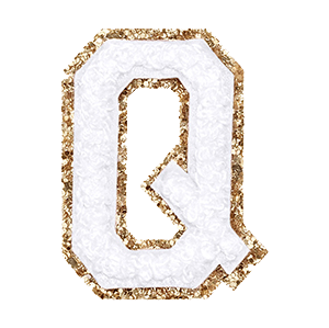Varsity White Glitter Letter Q