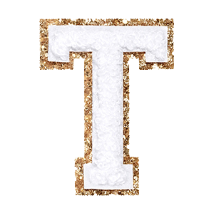 Varsity White Glitter Letter T