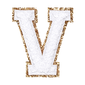 Varsity White Glitter Letter V
