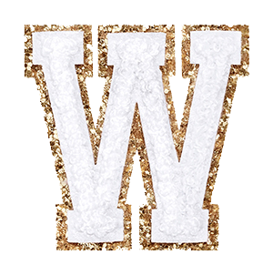 Varsity White Glitter Letter W